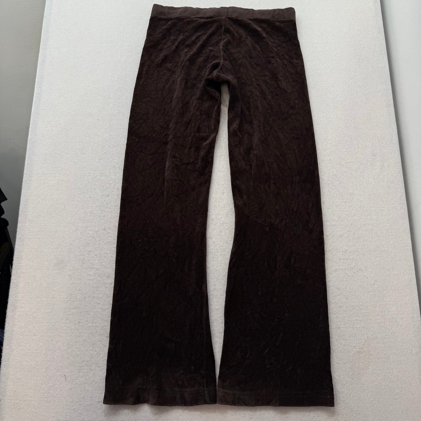 2003 Vintage Juicy Couture Womens Dark Brown Velour Flare Track Pant Logo Size S