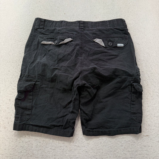 WearFirst Free-Band Men's Black Cargo Shorts Pockets Zip-Fly Stretch Size W35