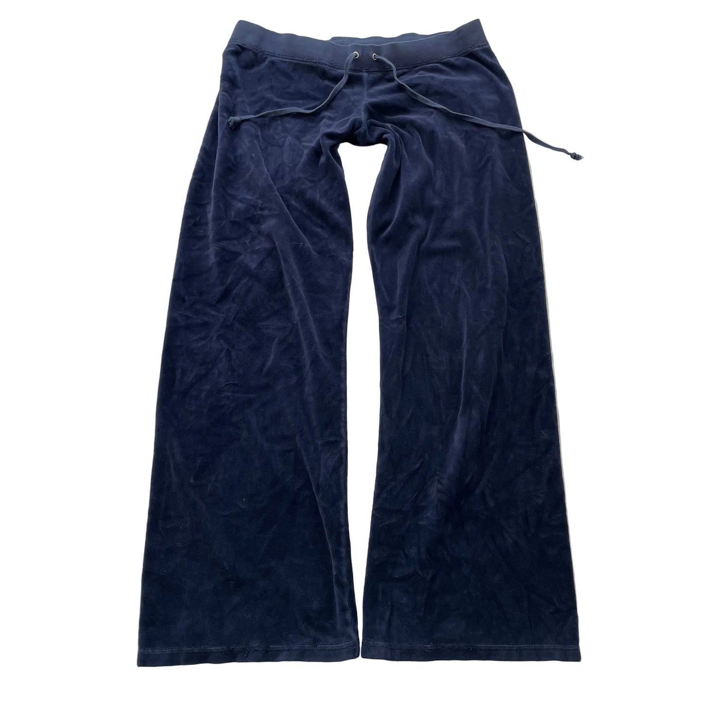 Juicy Couture Women's Navy Blue Velour Flared Track Pants Drawstring Y2K Size M