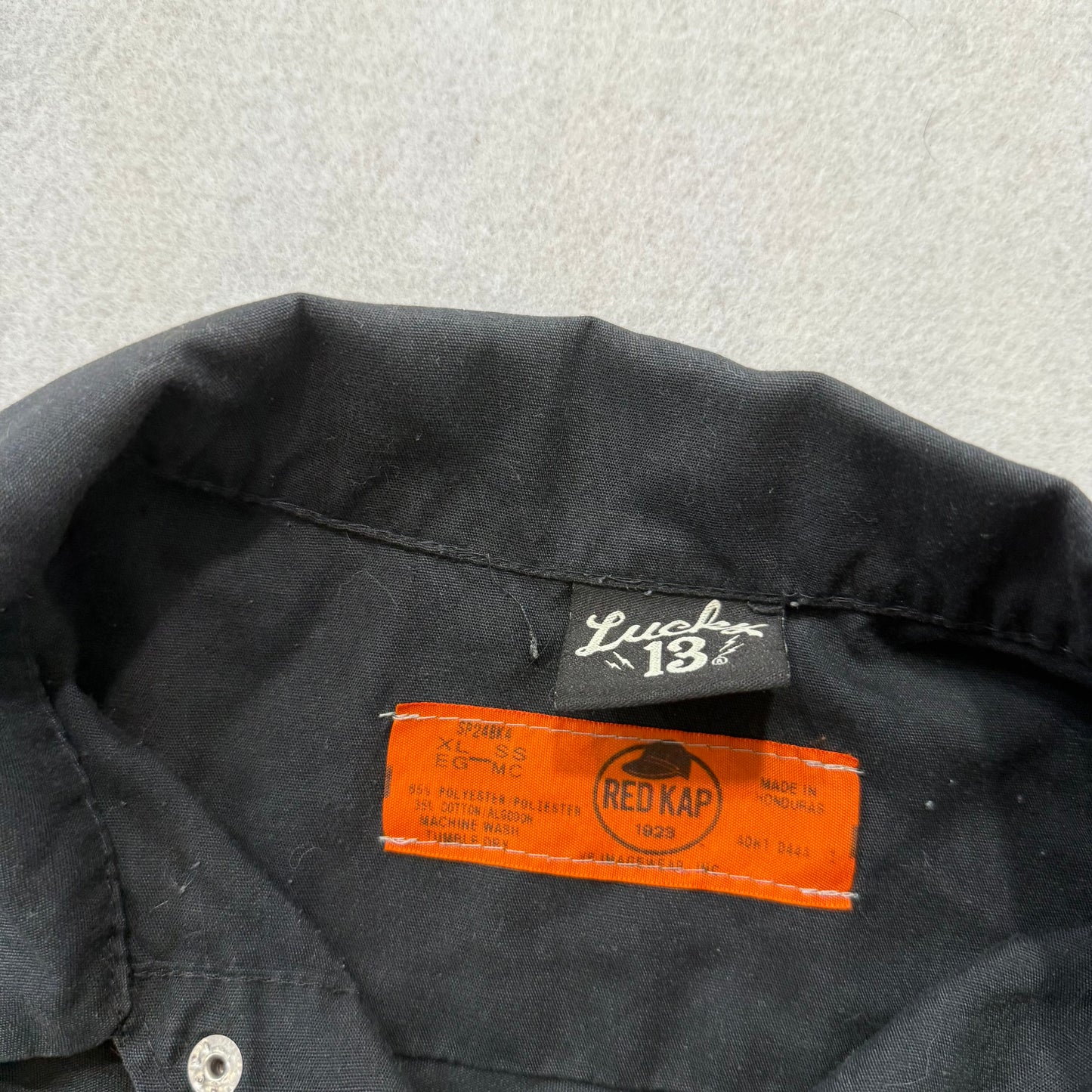 Lucky 13 Hot Rod Men's Black Short Sleeve Button Down Work Shirt Size XL