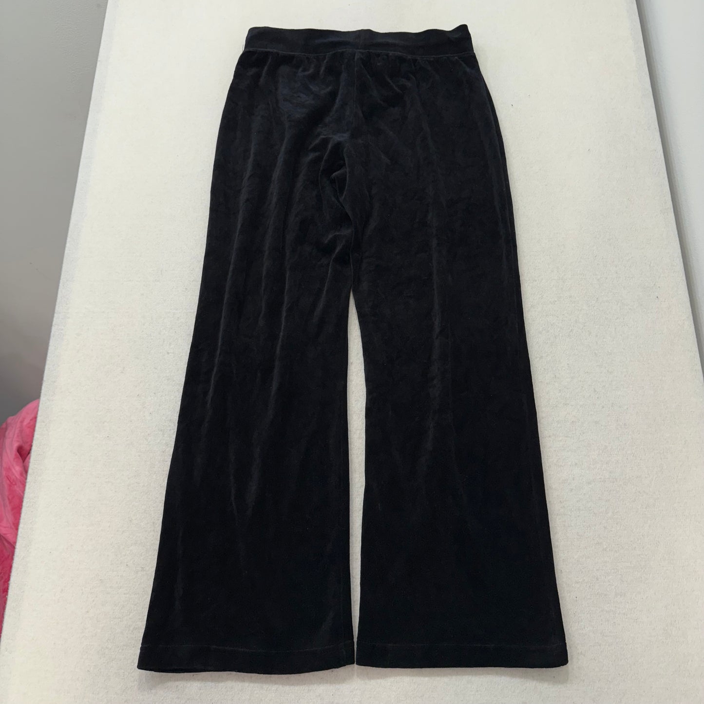 Juicy Couture Women's Black Velour Flared Track Pant Drawstring Low Rise Size M