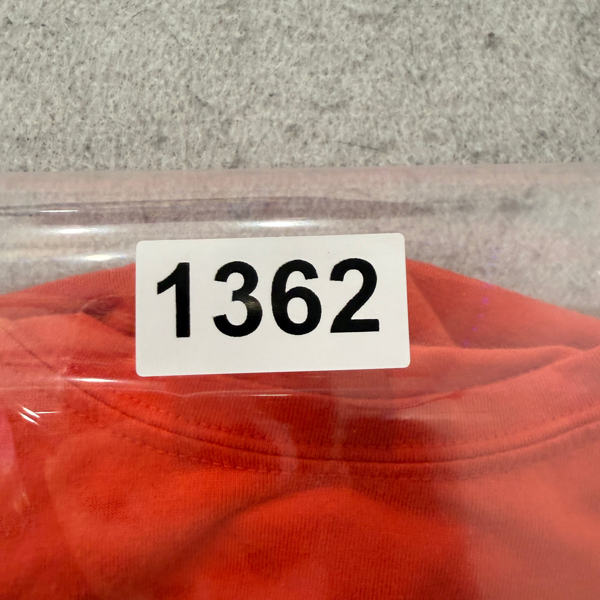 Columbia orange tee SKU tag 1362