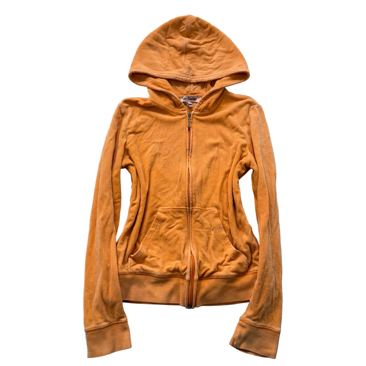 Juicy Couture Women's Apricot Terrycloth Zip Up Hoodie Kangaroo Pocket Size S