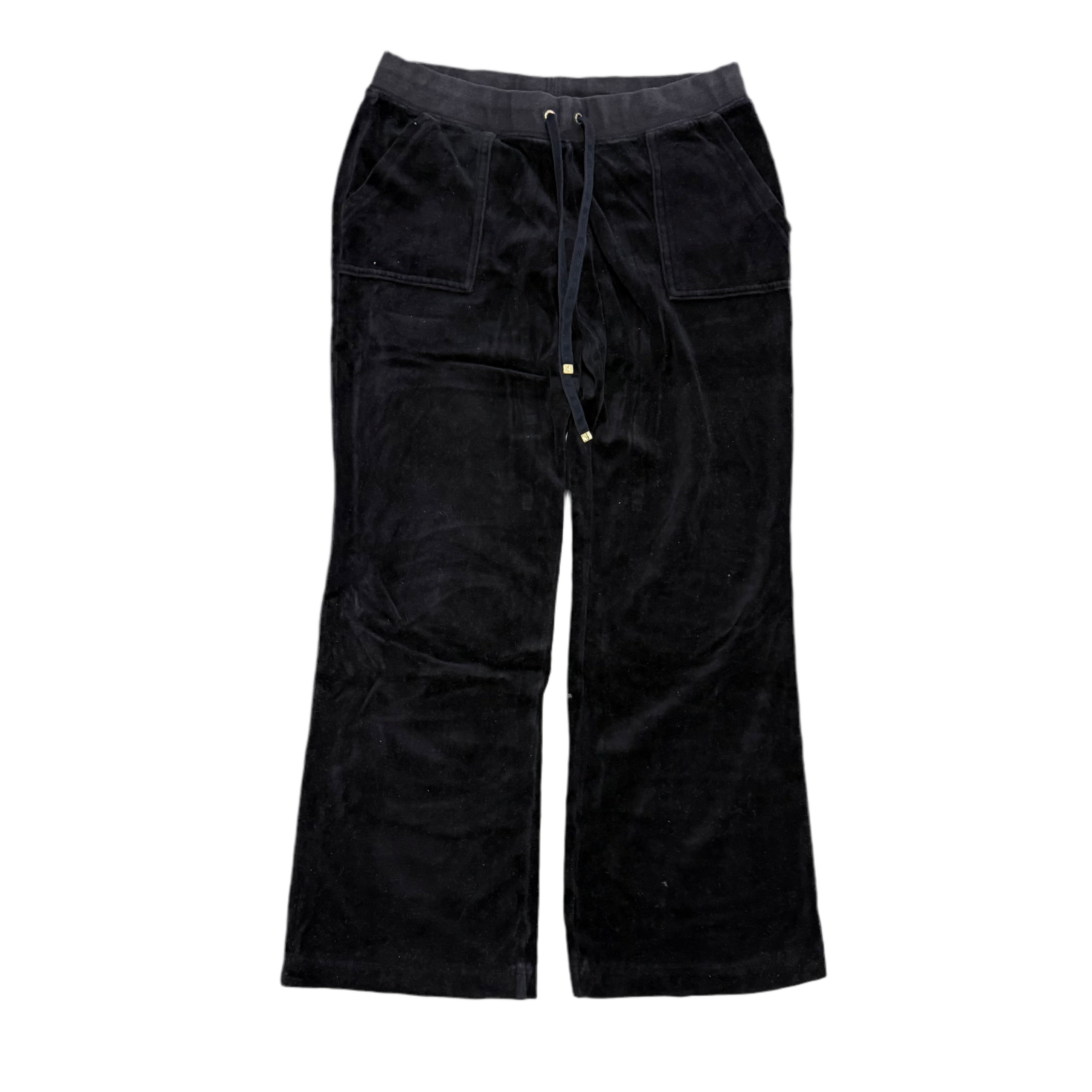 BLK Velour Juicy Couture Flared Pants w/ DOUBLE BUTTON BACK POCKETS SIZE L