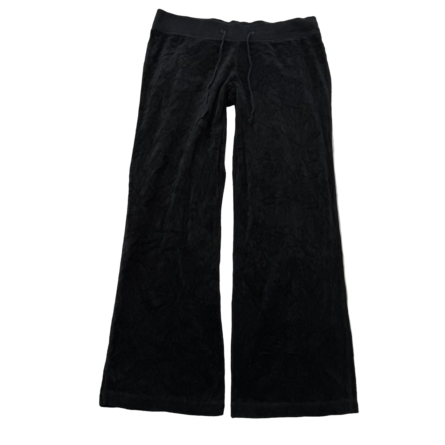 Vintage Juicy Couture Women's Black Velour Flared Wide Leg Track Pant Y2K Size L