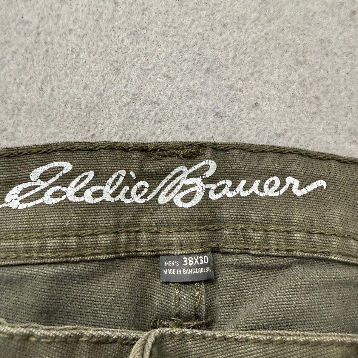 Eddie Bauer Relaxed Fit Canvas Pants Men's Olive Green Cotton Outdoor Size 38x30 photo 3