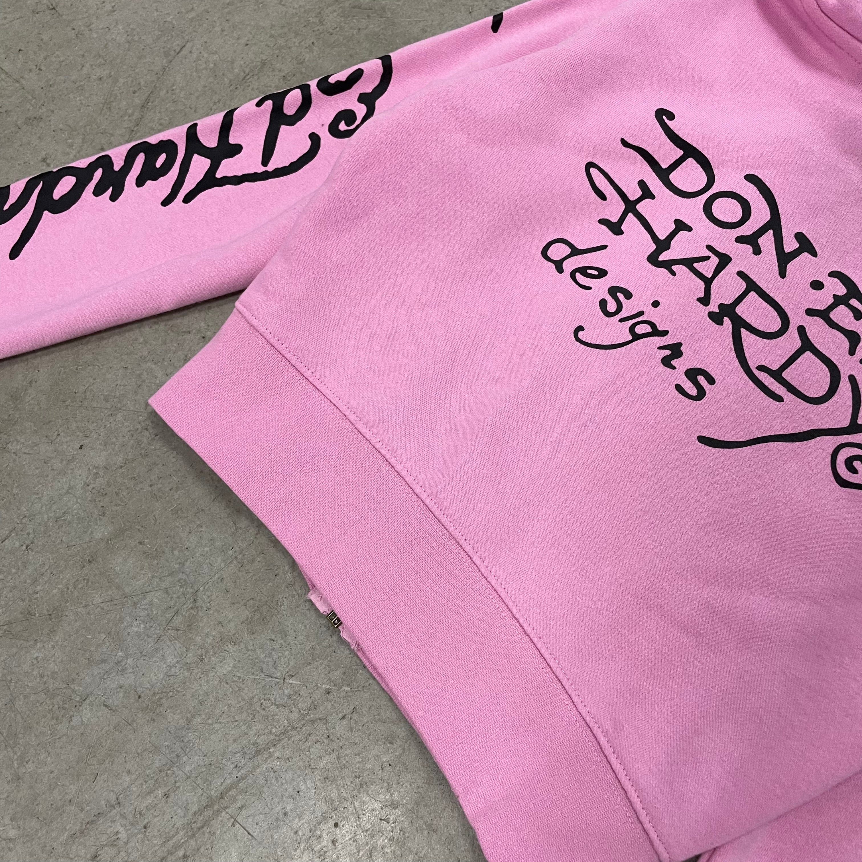 ED HARDY “Flying Skull” PINK CROPPED ZIP UP HOODIE