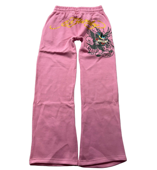 ED HARDY “Brave Eagle” PINK FLARED PANTS