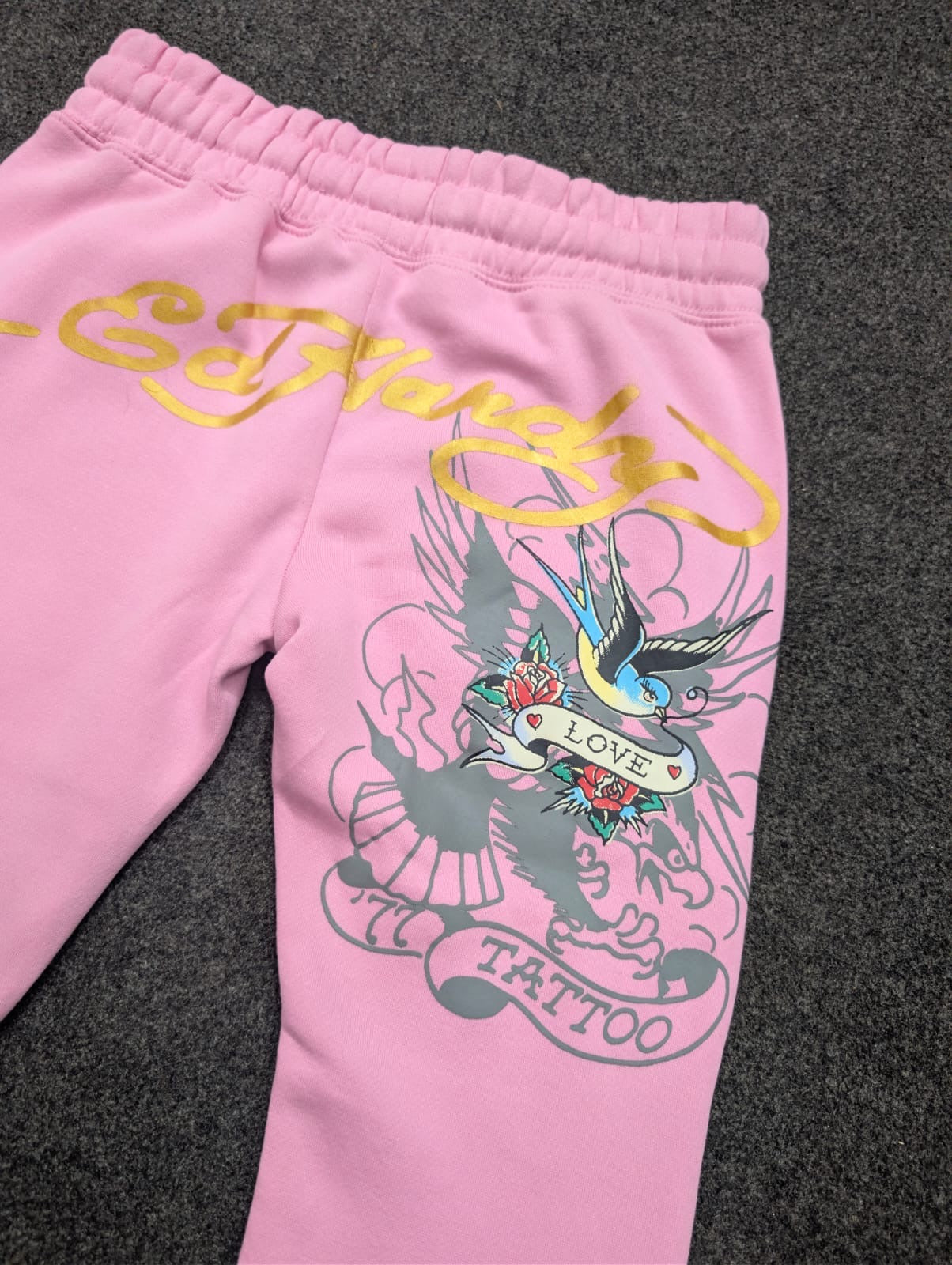 ED HARDY “Brave Eagle” BUBBLE GUM PINK BELL BOTTOM SET