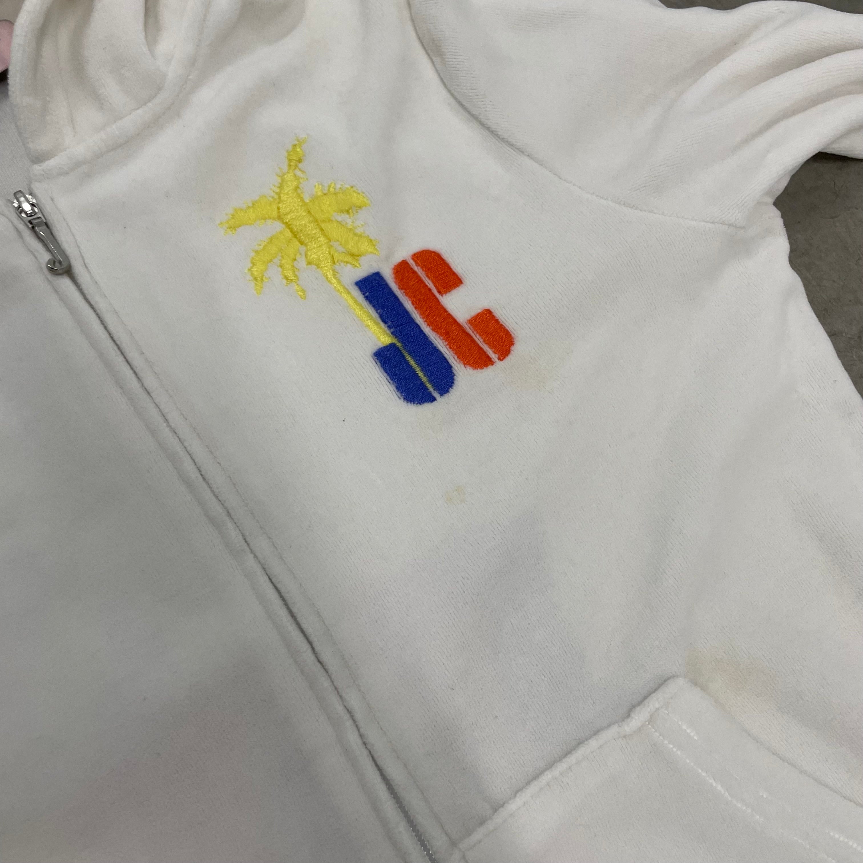 White Velour Juicy Couture Hoodie w/ RARE DESIGN SIZE L