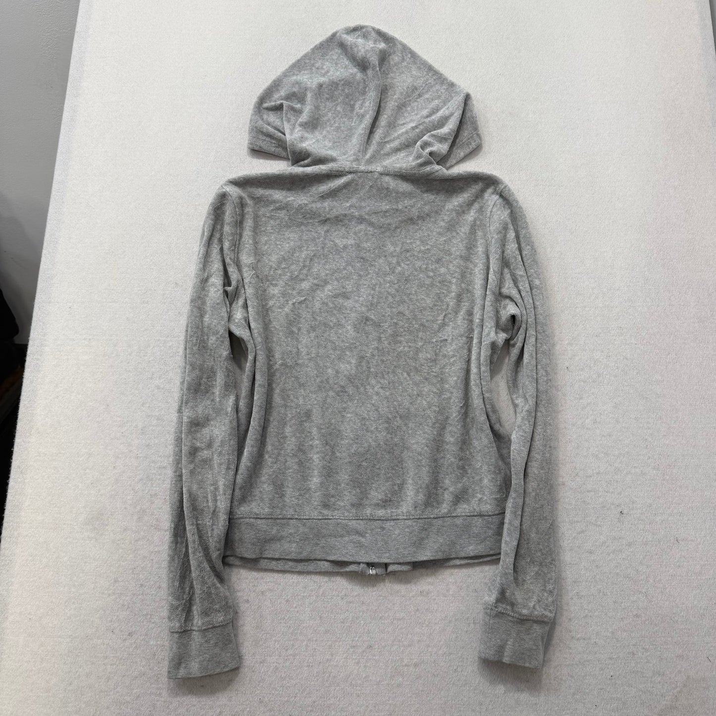 Juicy Couture Gray Velour Tracksuit Set Zip Up Hoodie & Flared Pants Y2K Size S