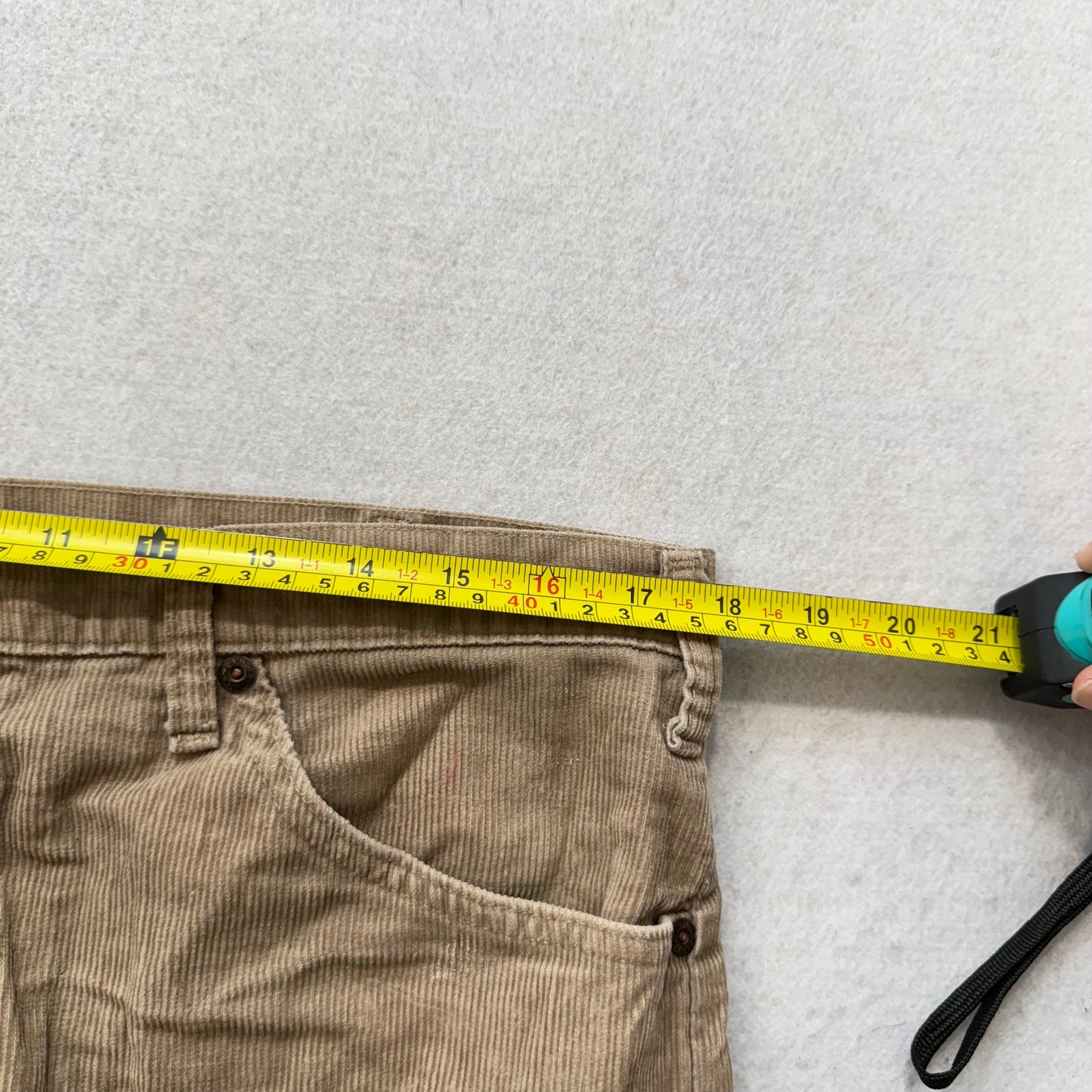 Vintage 1970s Men’s Plain Pockets Tan Corduroy Bootcut Pants Zip-Fly Size 36