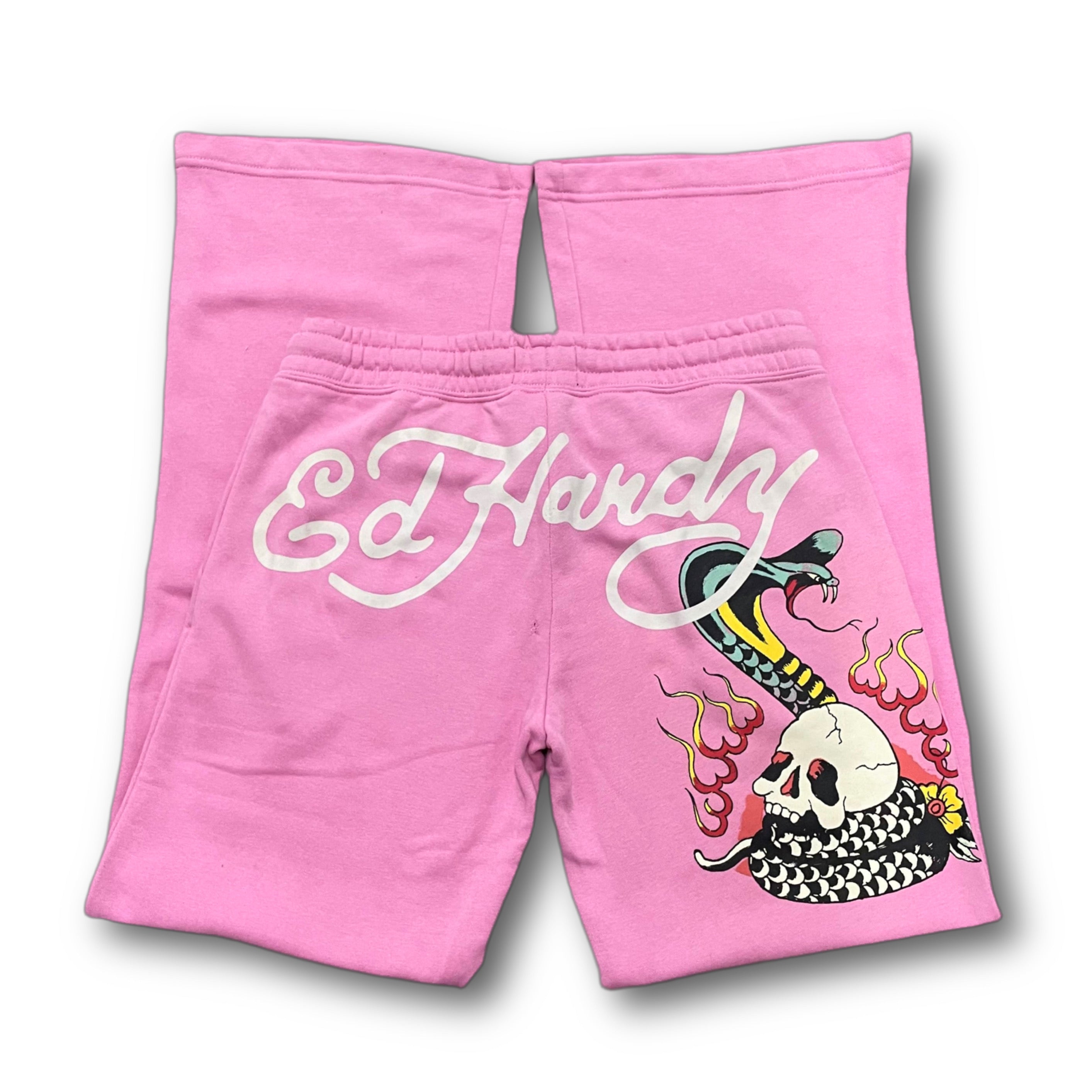 ED HARDY “Cobra” PINK FLARED PANTS