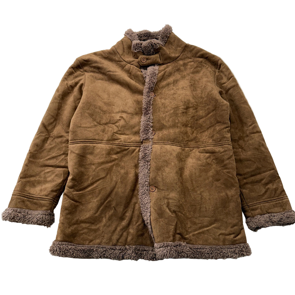 Unbranded Brown Faux Suede Sherpa Lined Coat Size XXL photo 1