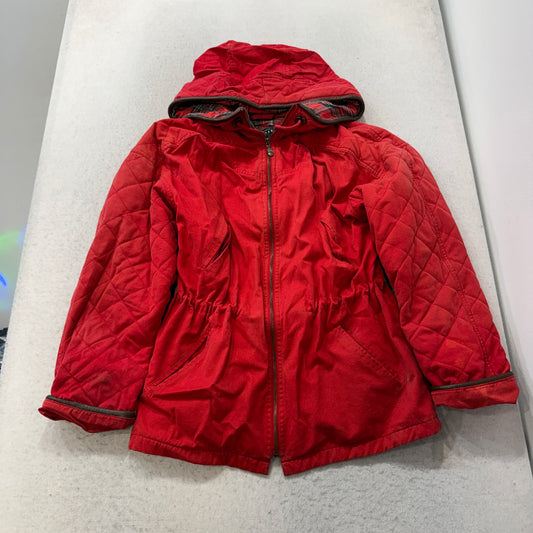 Express Quilted Hooded Jacket Plaid Lined Red Size S photo 1