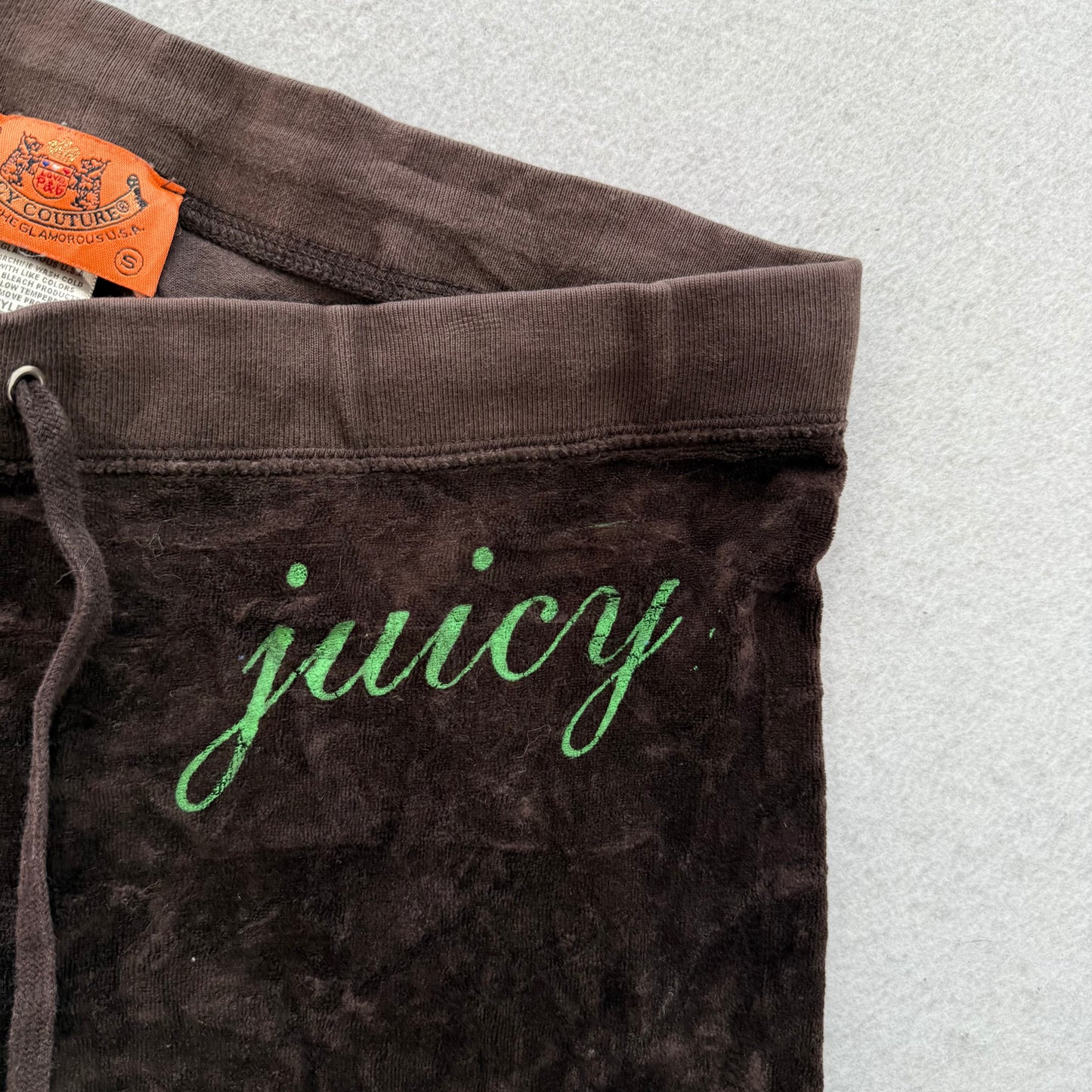 2003 Vintage Juicy Couture Womens Dark Brown Velour Flare Track Pant Logo Size S