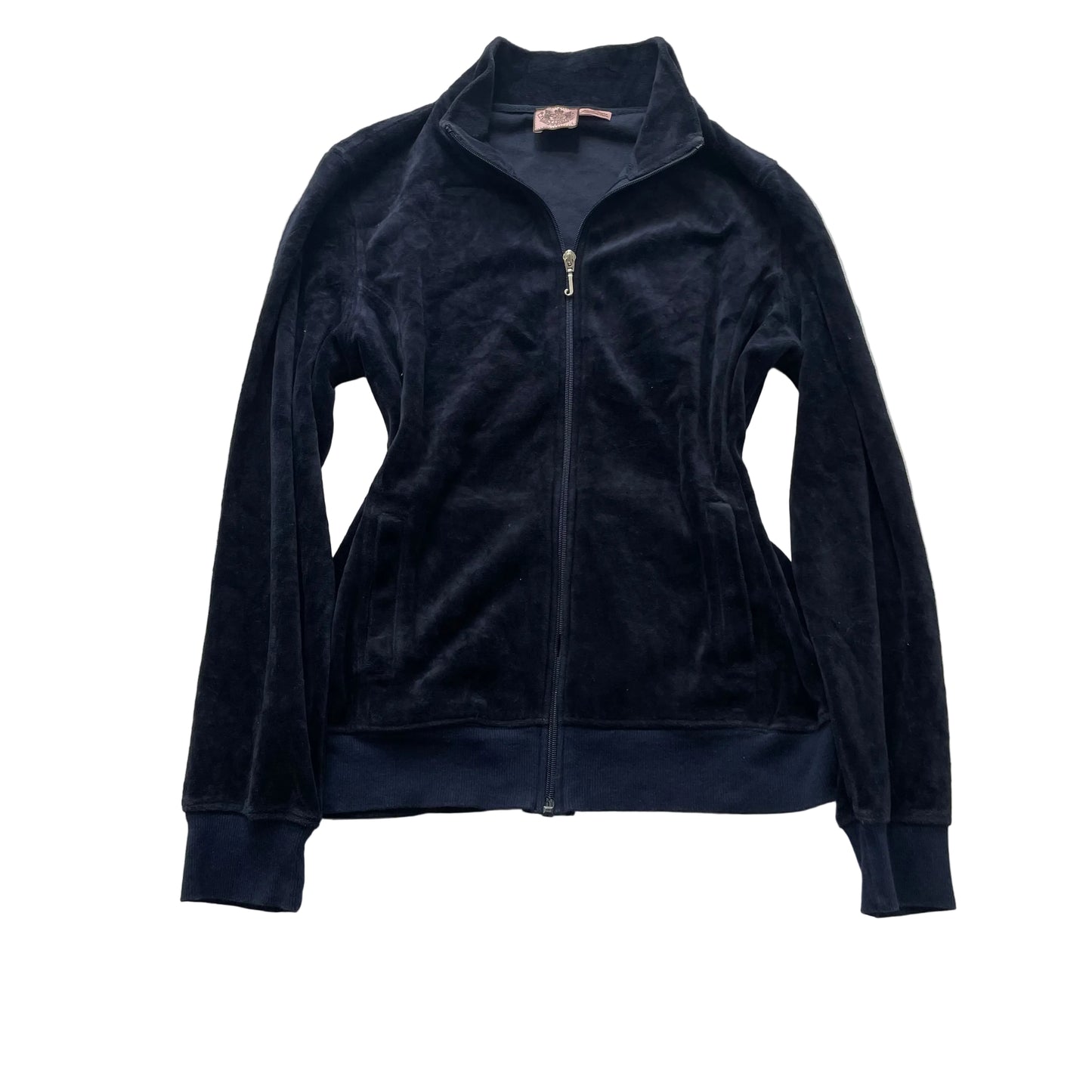 Vintage Juicy Couture Women's Navy Velour Zip-Up Track Jacket Pockets Y2K Size L