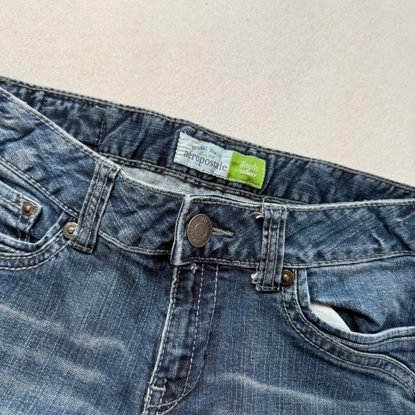 Aeropostale Bayla Womens Dark Wash Blue Denim Skinny Straight Leg Jeans Size 7/8