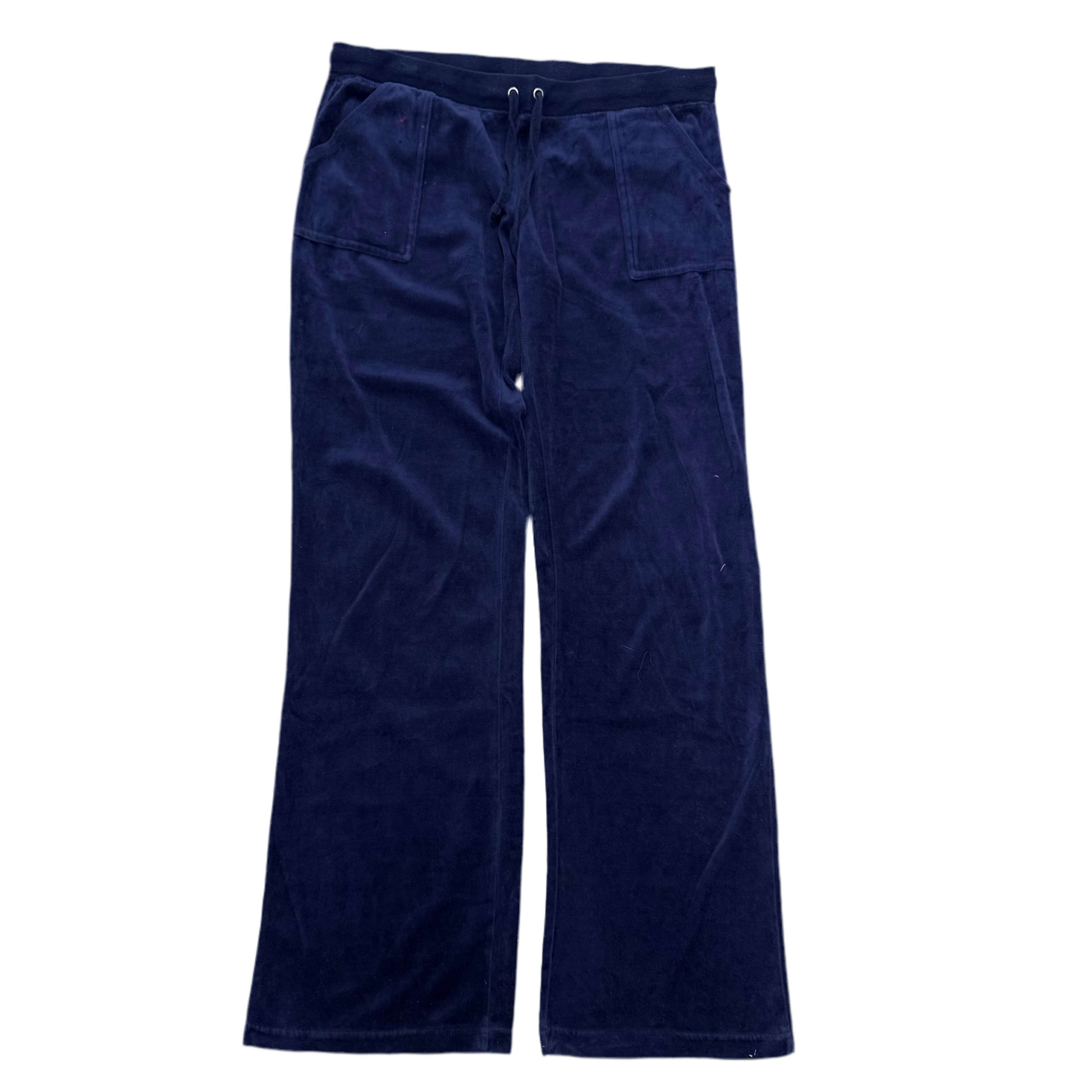 Blue VINTAGE Velour Juicy Couture Flared Pants w/ Back Pockets SIZE XL