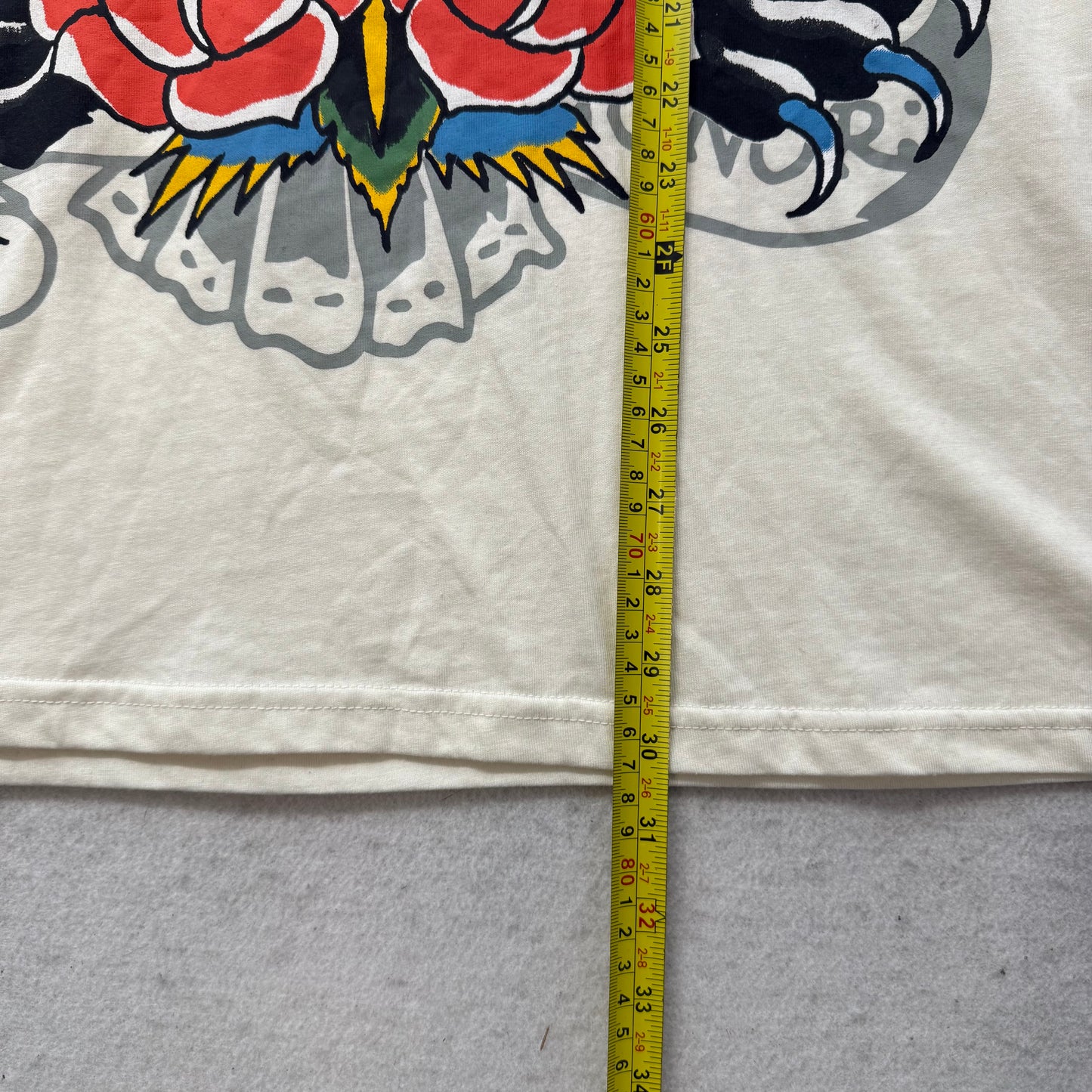 Ed Hardy Men White Cotton T-Shirt Short Sleeve Black Panther Graphic Tee Size XL