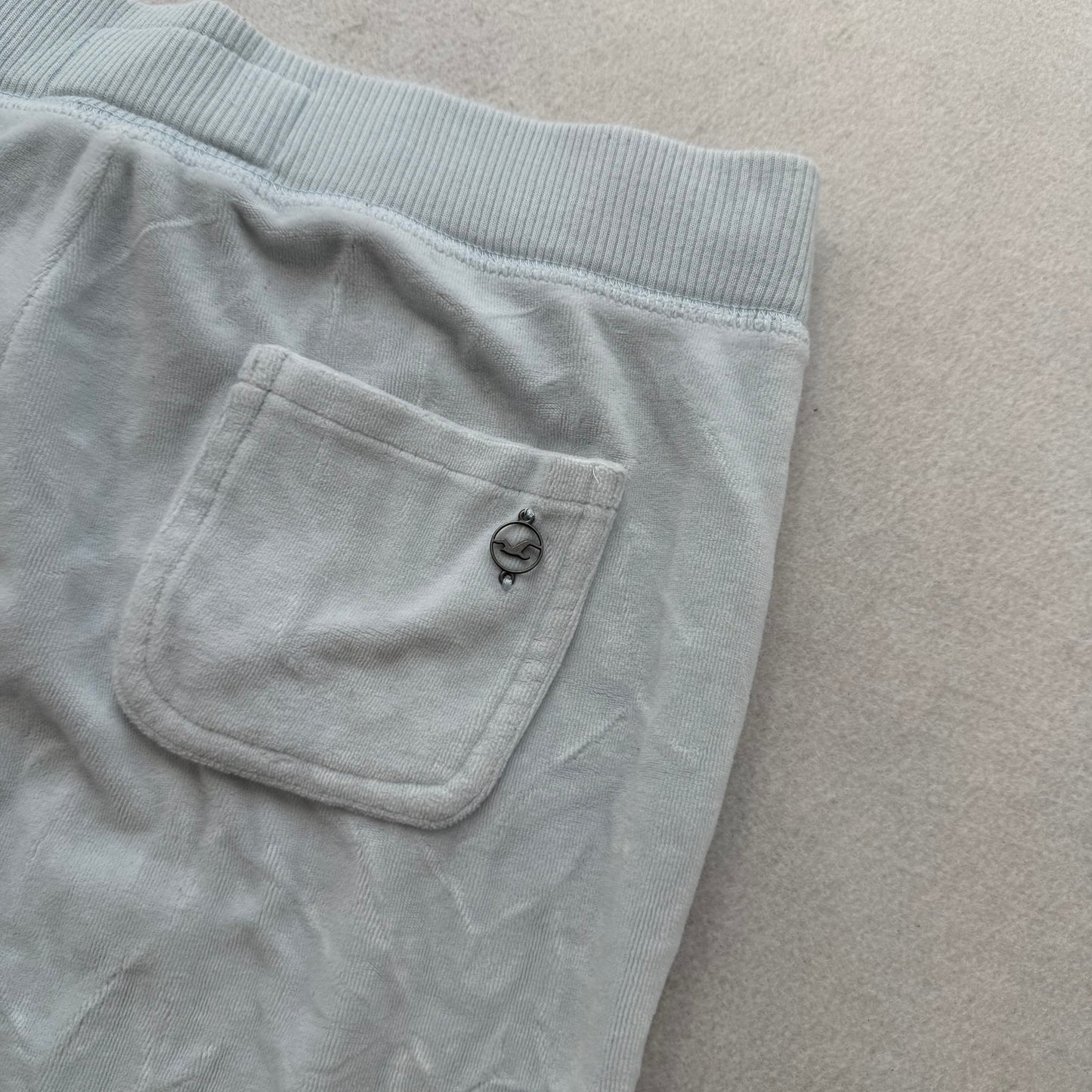 Hollister Women's Ice Blue Velour Flared Track Pant Loungewear Low Rise Size M