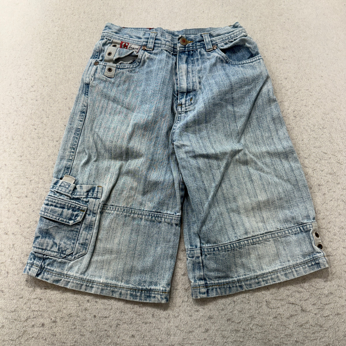 Chams Jeans Boys Light Wash Denim Cargo Shorts Size 10 photo 1