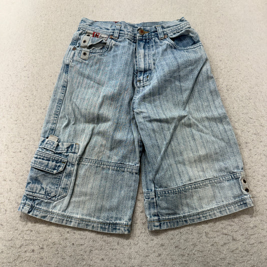 Chams Jeans Boys Light Wash Denim Cargo Shorts Size 10 photo 1
