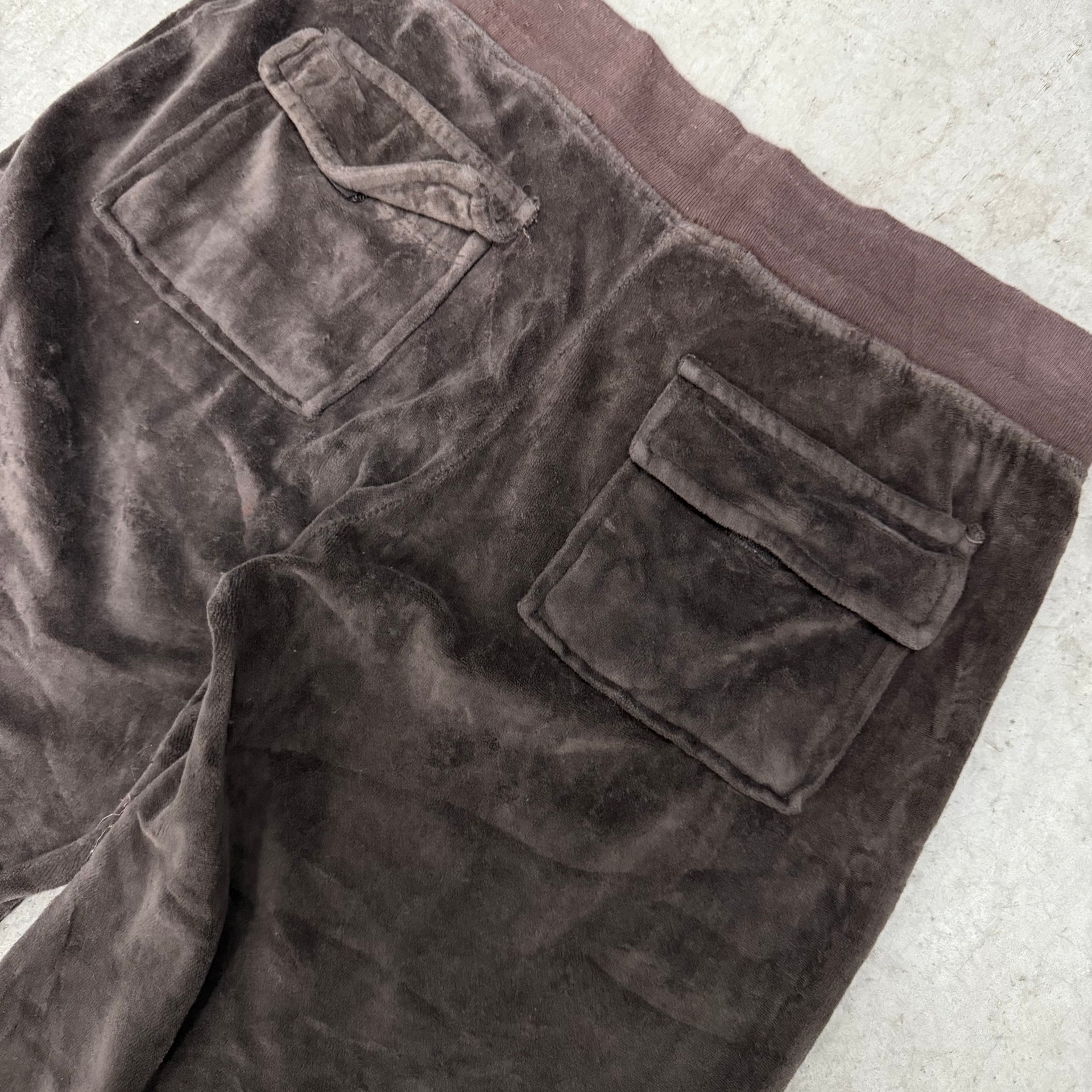 Brown VINTAGE Velour Juicy Couture Flared Pants w/ BACK POCKETS SIZE M