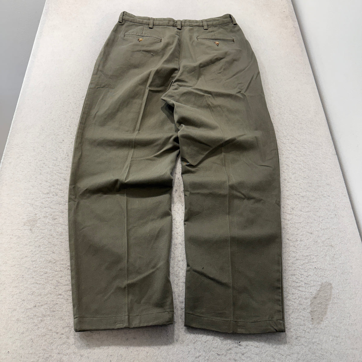 Unbranded Olive Pleated Cotton Chino Pants Size 34x32 photo 2
