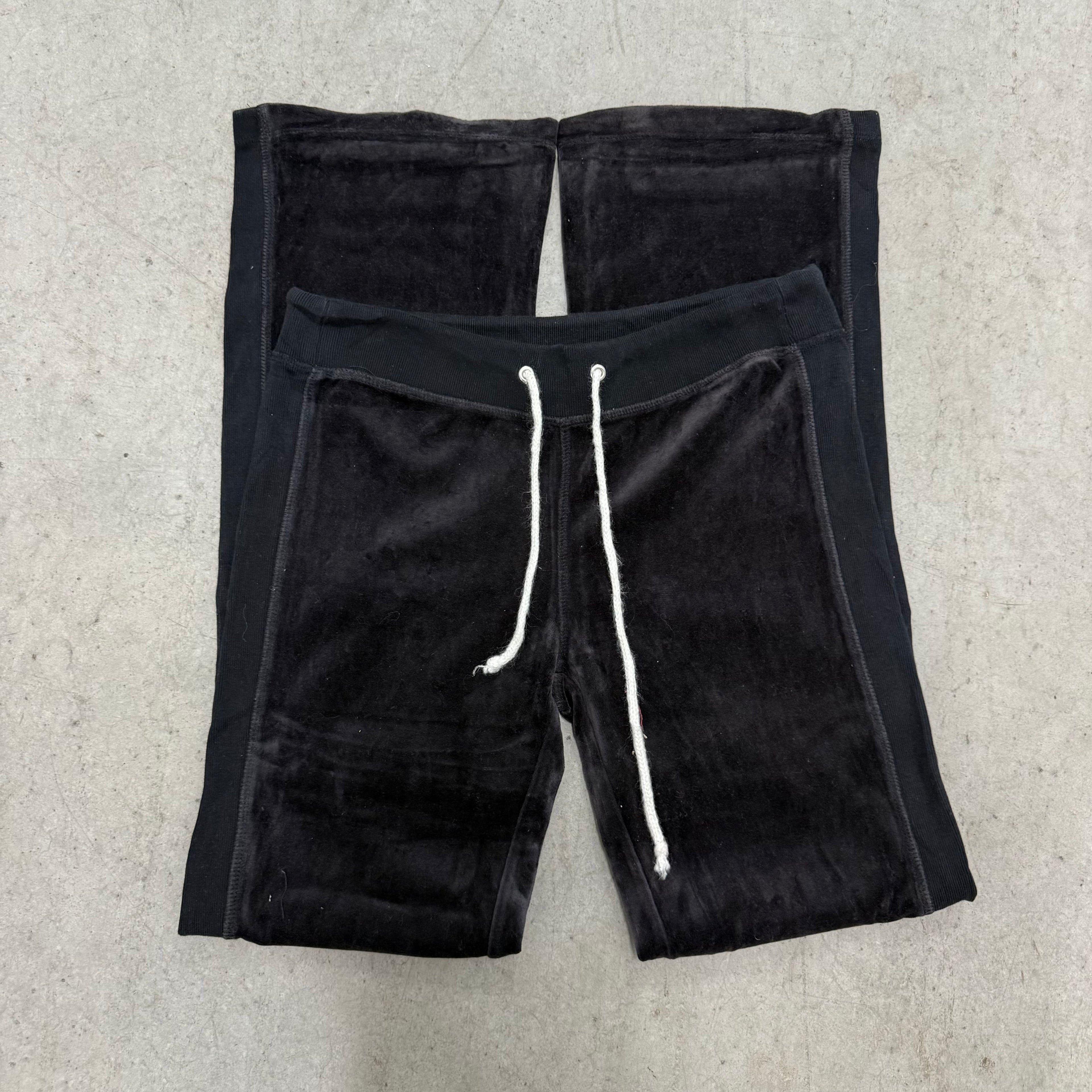 Black Velour Juicy Couture Flared Track Pants SIZE M