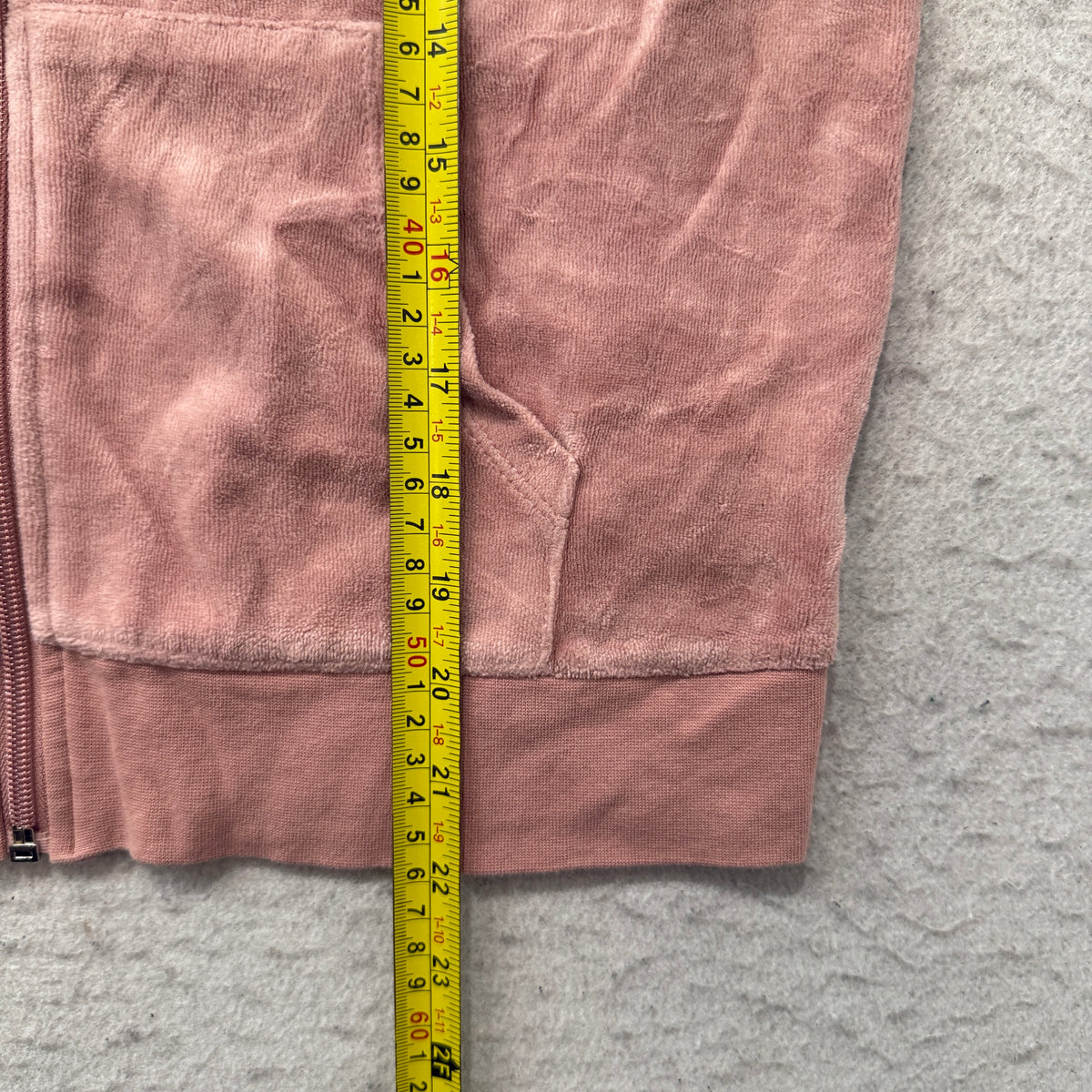 Vintage Juicy Couture Women's Dusty Pink Velour Zip-Up Hoodie Pockets Size S