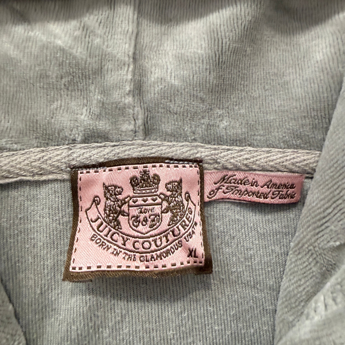 Juicy Couture Cupcake Couture Women's Grey Velour Zip-Up Hoodie Pockets Size XL