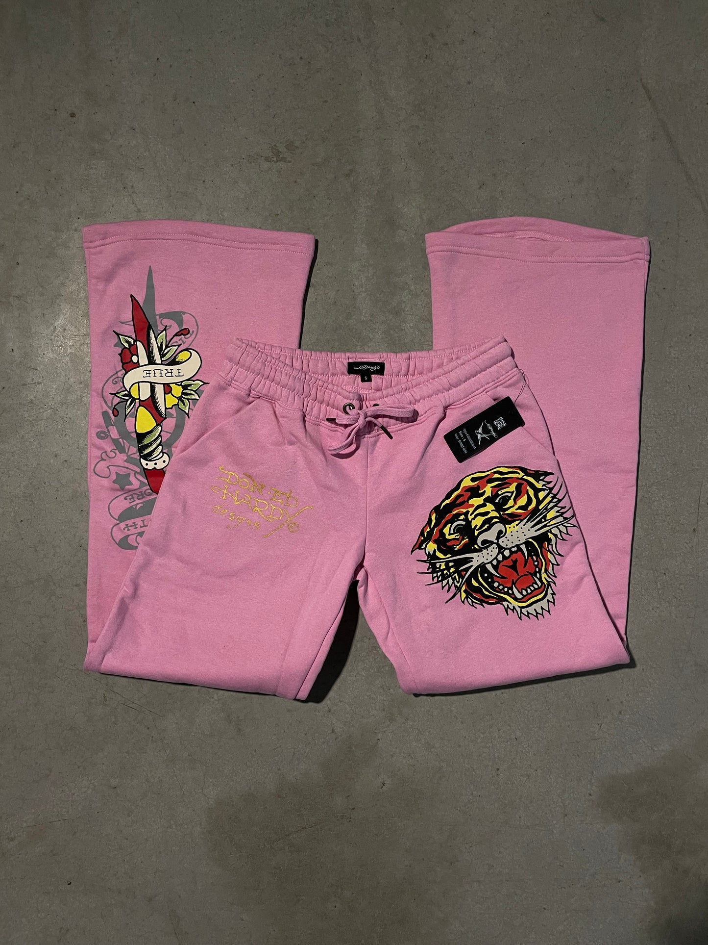 Ed Hardy “Tiger Dagger” Pink Flare Pants