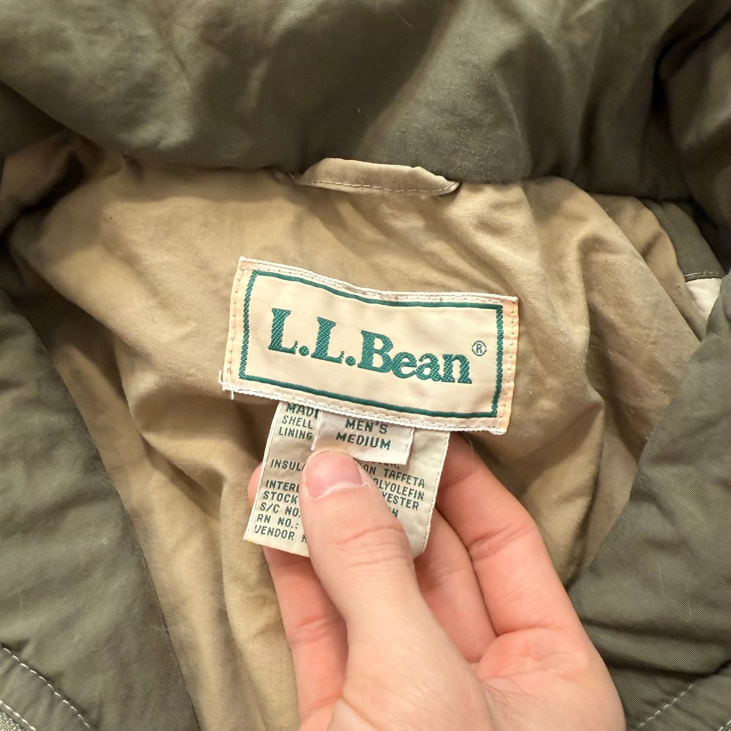 L.L.Bean Men Tan Nylon Full Zip Baxter State Mountain Parka Cargo Pockets Size M
