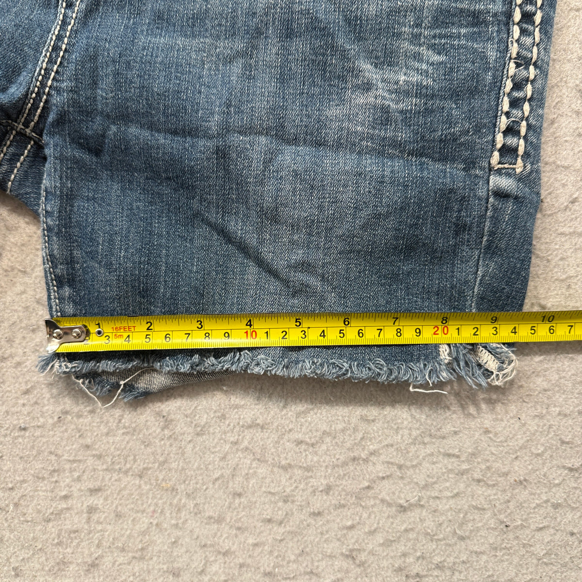L.A. Idol Cutoff Denim Shorts Women's Blue Embellished Pocket Frayed Size 13 photo 5