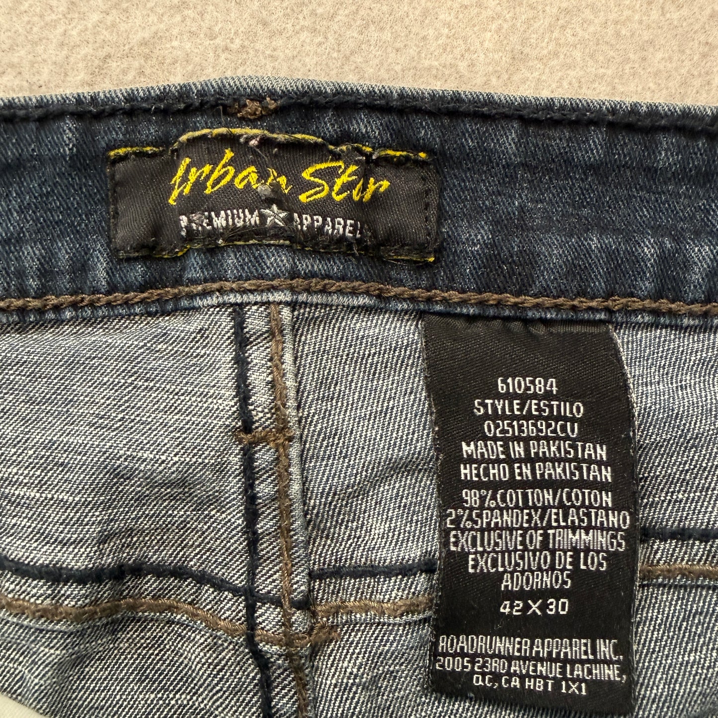 Urban Star Premium Men's Blue Denim Jeans Zip-Fly Pockets Classic Size 42x30