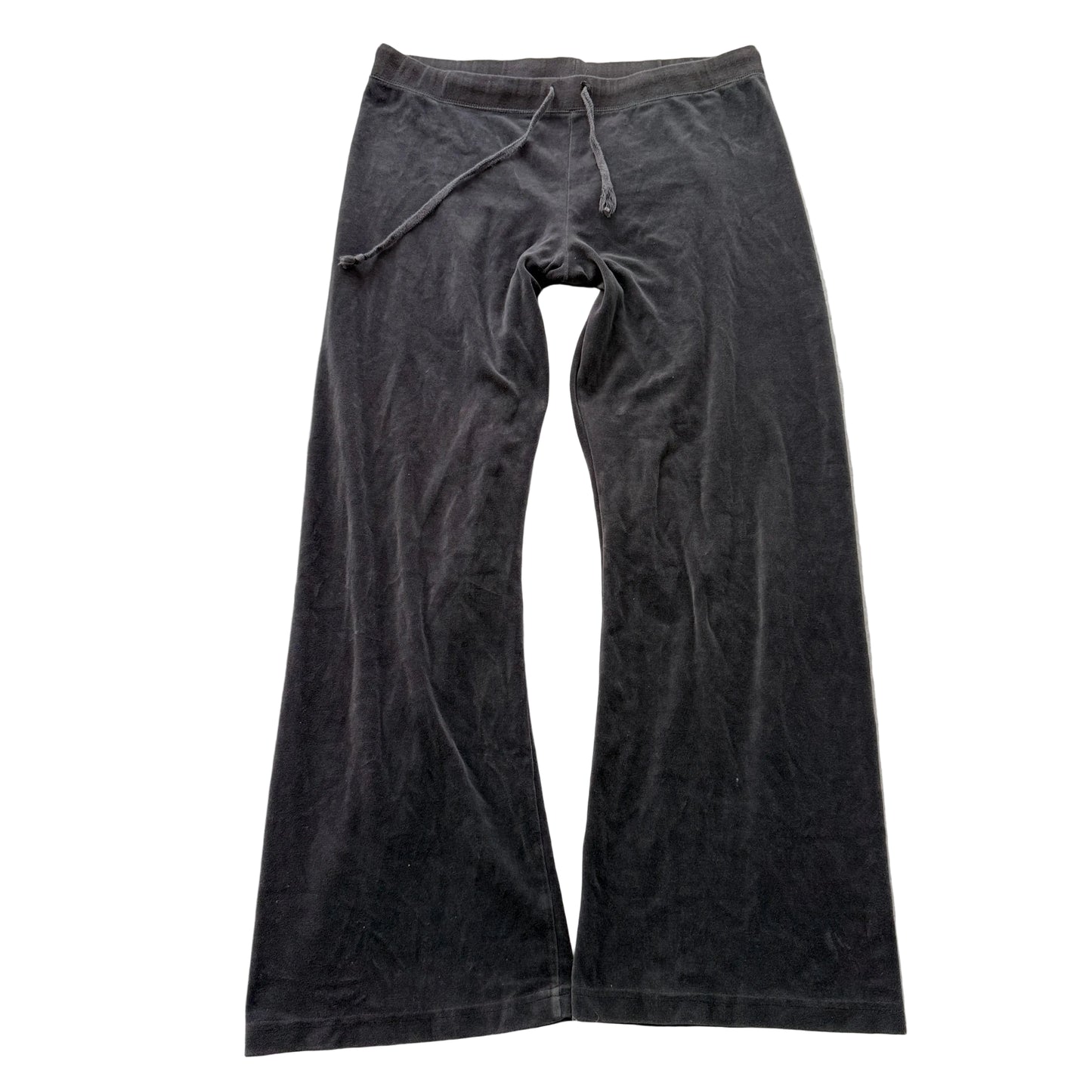 Juicy Couture Women's Dark Grey Velour Wide Leg Track Pants Drawstring Size M