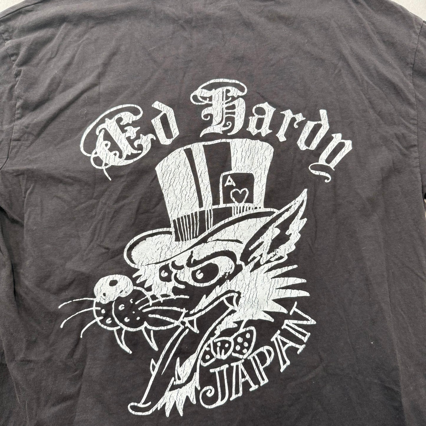 Ed Hardy Japan Wolf Men's Black Cotton T-Shirt Short Sleeves Graphic Tee Size XL