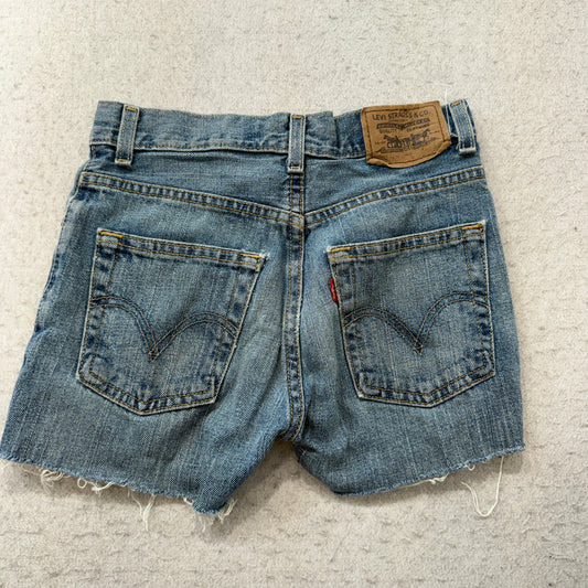 Levi's 527 Cutoff Denim Shorts Boys Medium Wash Blue Frayed Hem Slim Size 10 photo 2