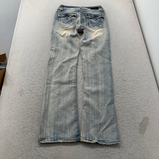 WallFlower Light/medium wash blue with heavy fade 62% ramie / 20% cotton / 17% polyester / 1% spandex Jeans, size 9 – photo