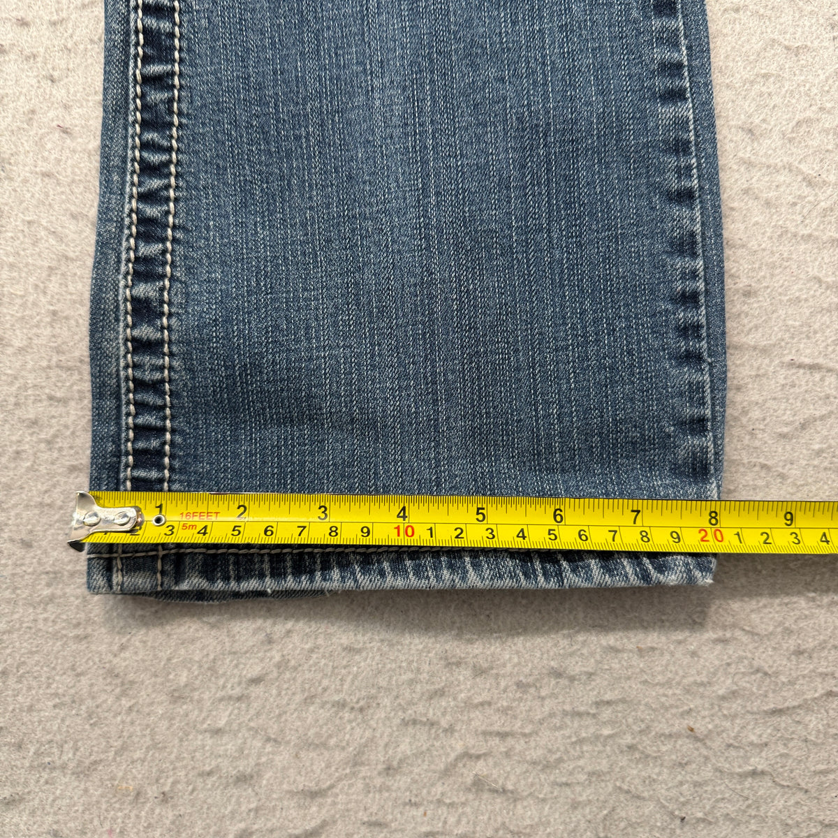 Premiere by rue21 Women Blue Denim Bootcut Jeans Embellished Pockets Size 13/14R