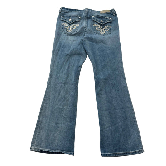 Seven7 Women's Medium Blue Denim Bootcut Jeans Embroidered Snap Pockets Size 16