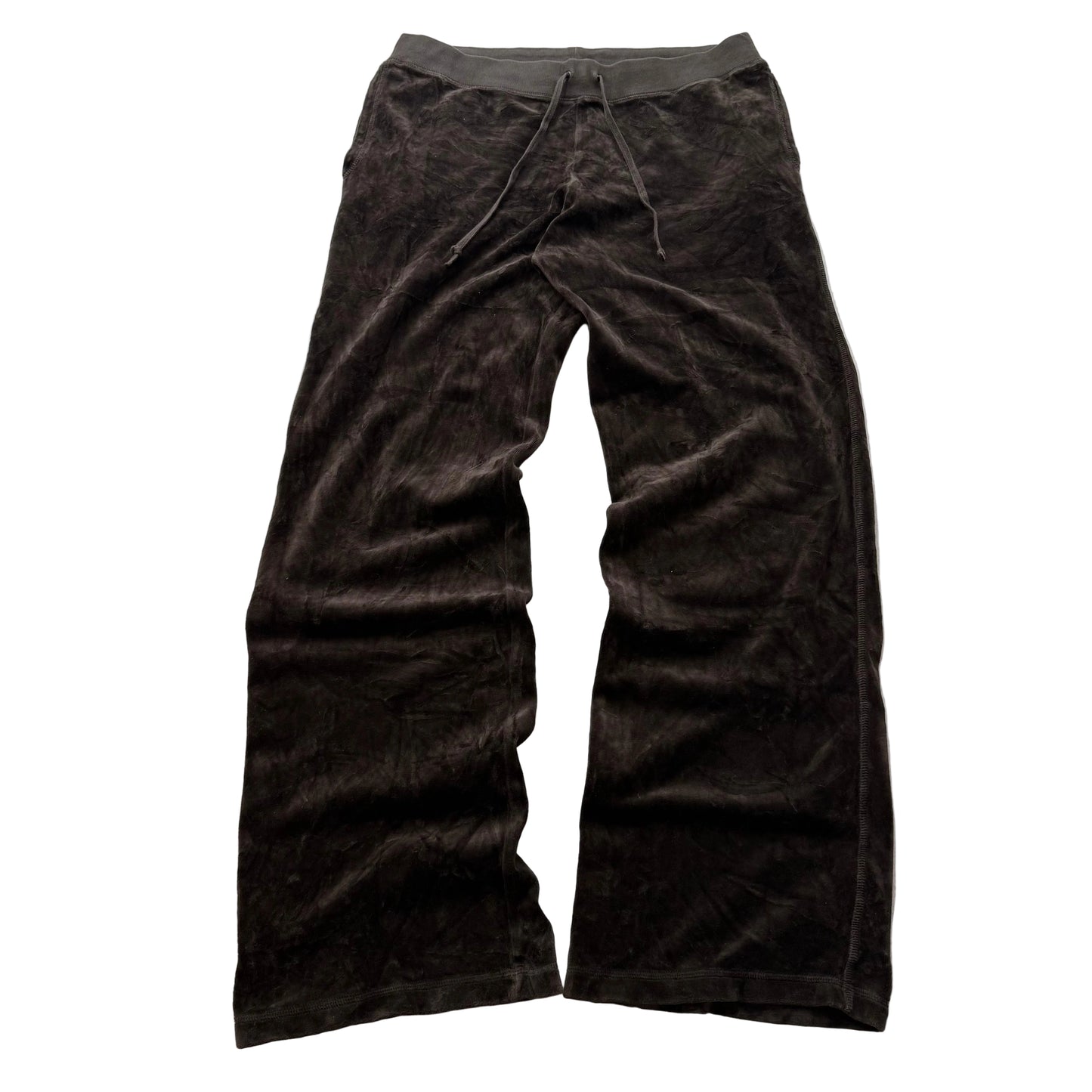 Juicy Couture Women's Dark Brown Velour Flared Leg Track Pants Drawstring Size L