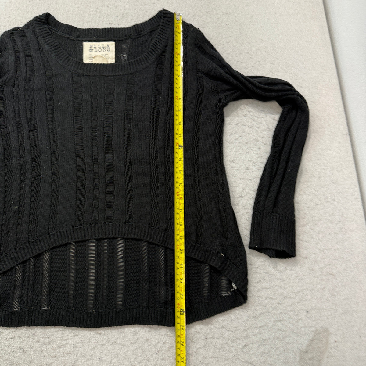 Billabong Black Open Knit Pullover Sweater Size L photo 5