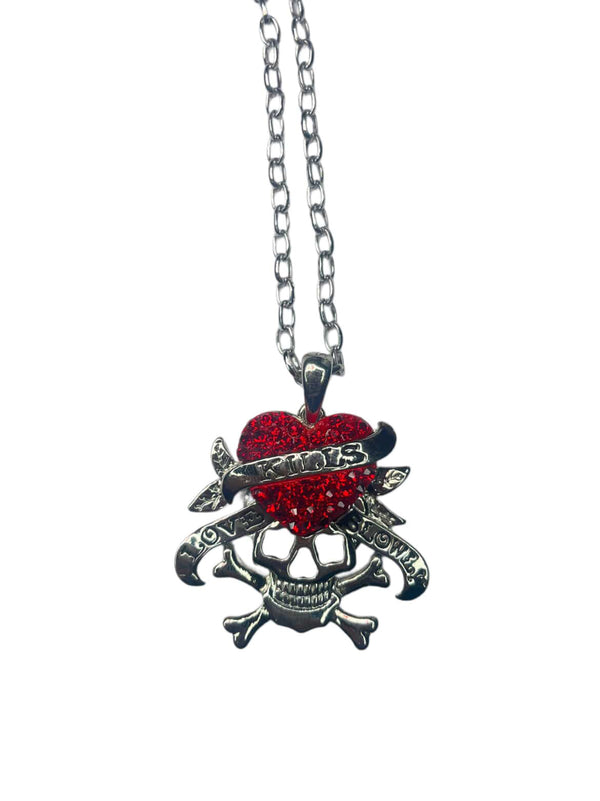Ed Hardy “Love Kills Slowly” Red Stainless Steel Rhinestone Necklace – main photo