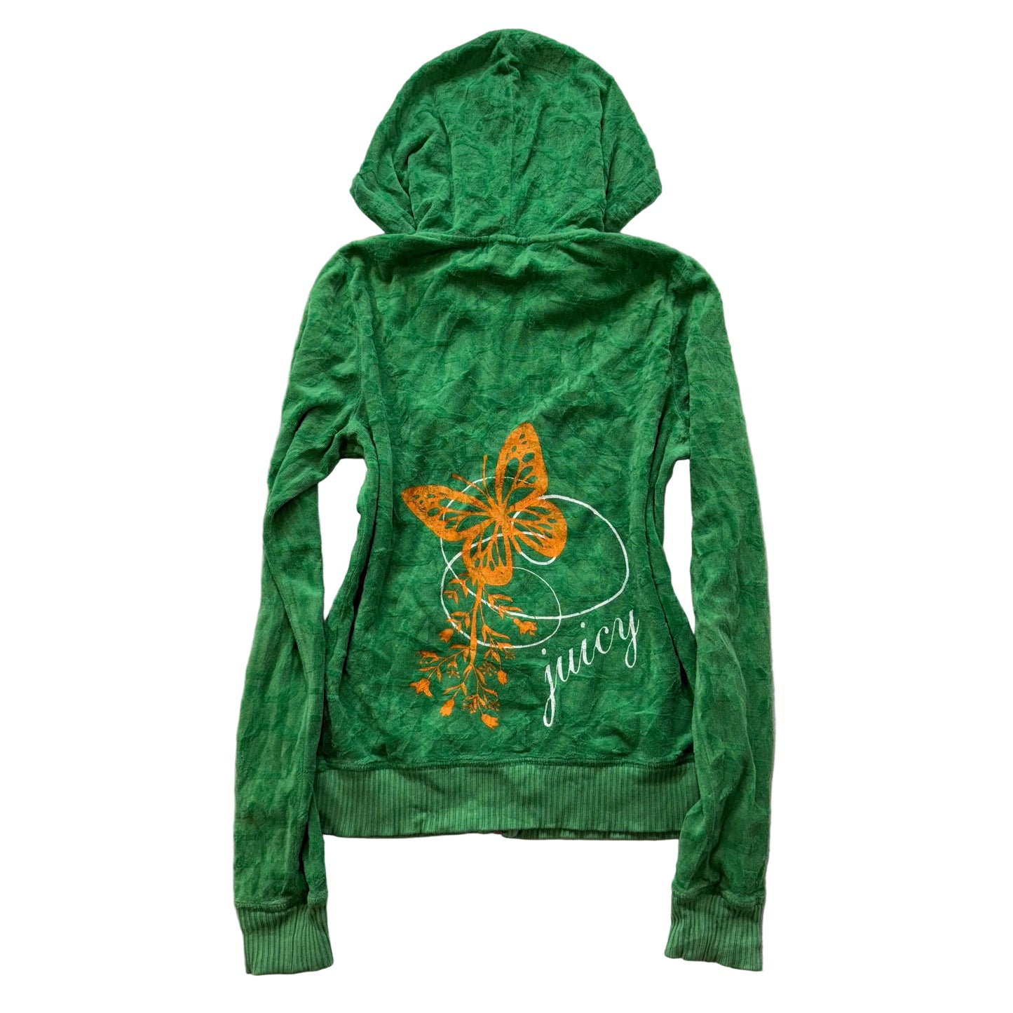 Juicy Couture Women's Kelly Green Velour Zip Up Hoodie Kangaroo Pockets Size M