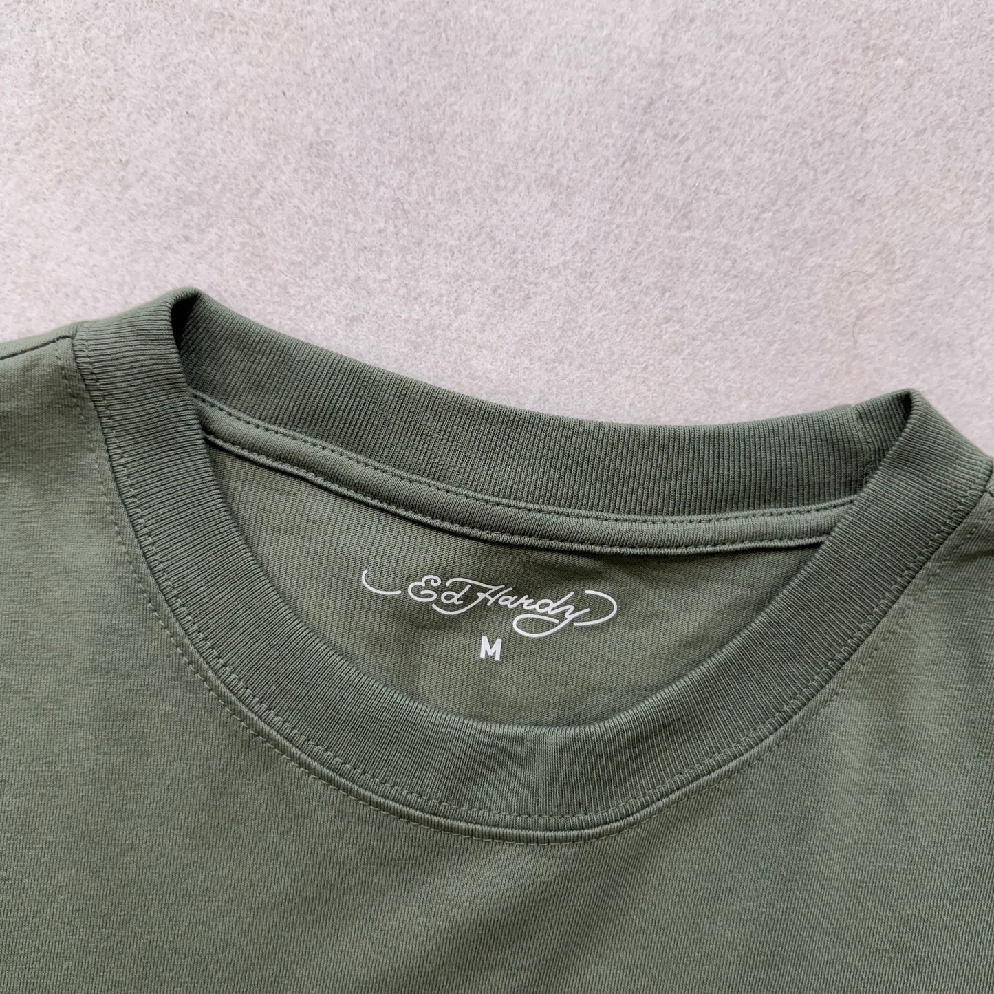 Ed Hardy Men's Olive Green Cotton T-Shirt Crouching Panther Graphic Tee Size M