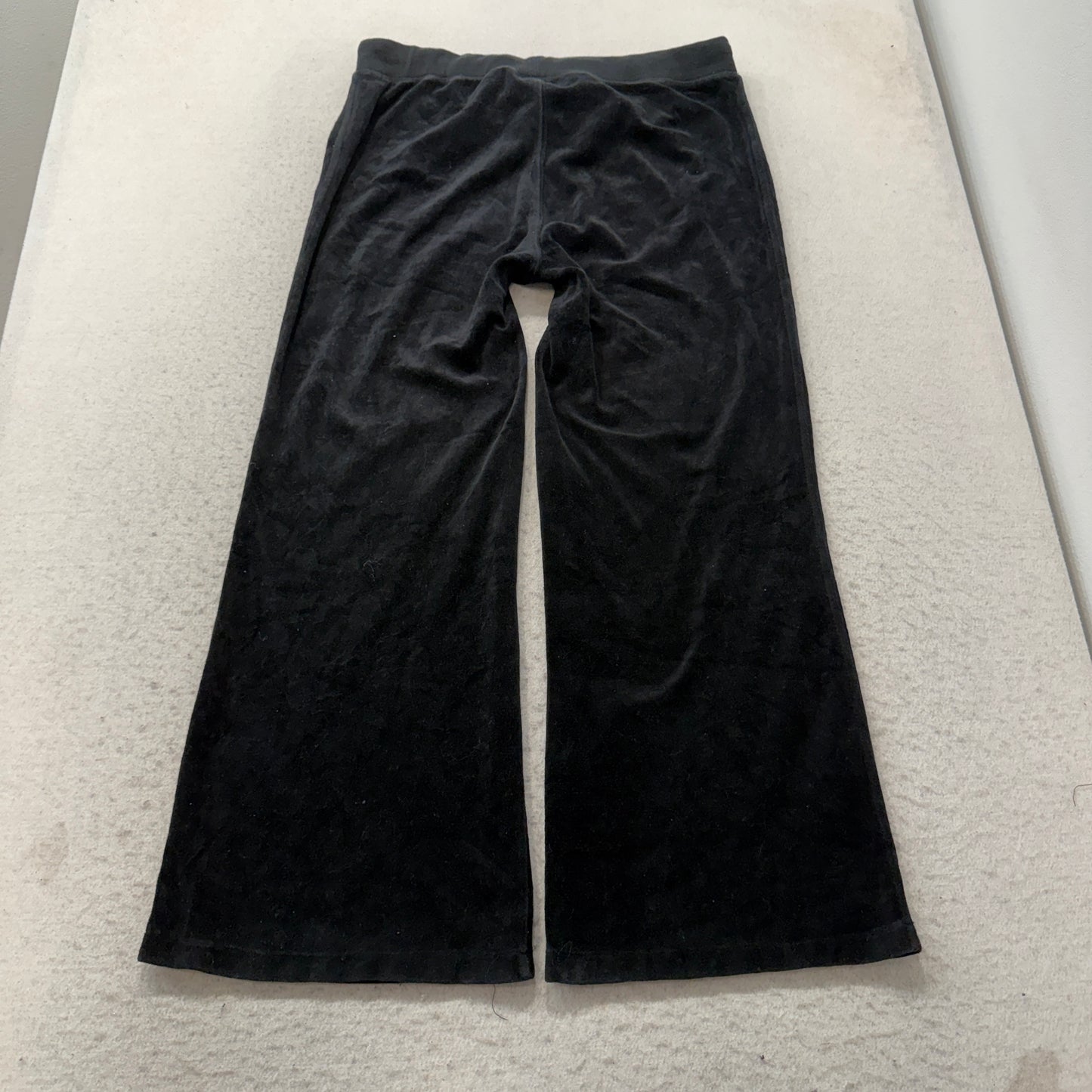 Vintage Juicy Couture Women's Black Velour Track Pants Wide Leg Classic Size L