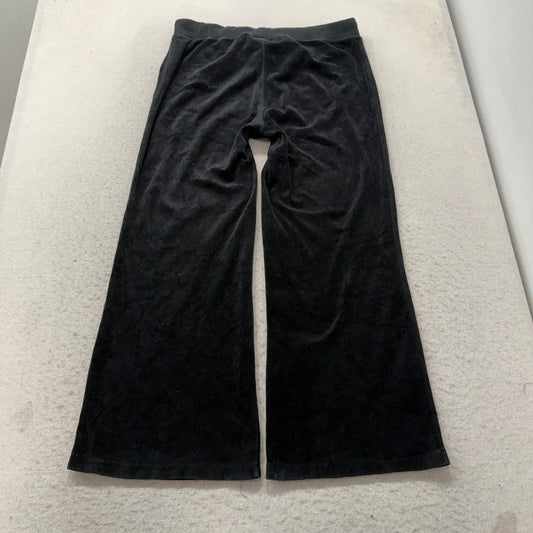 Vintage Juicy Couture Women's Black Velour Track Pants Wide Leg Classic Size L