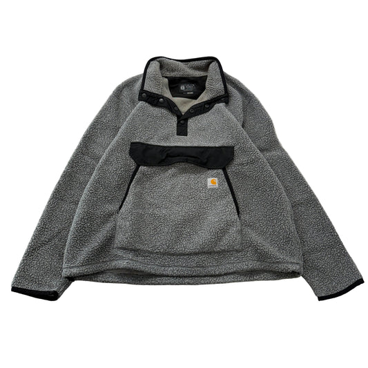 Carhartt Relaxed Fit Grey Sherpa Fleece Quarter Snap Pullover Size XL photo 1